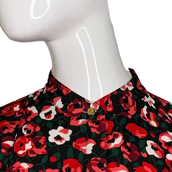 Lauren Ralph Lauren Ruffle Top Roses Print Button Down Long Sleeve Size Petite M - Picture 7 of 12
